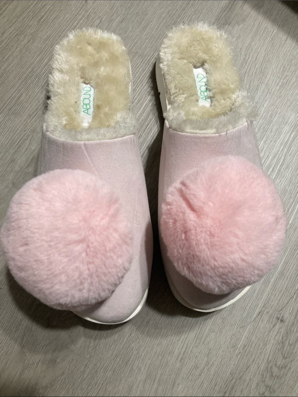 New! Cozy Pink Pom Slippers by Abound